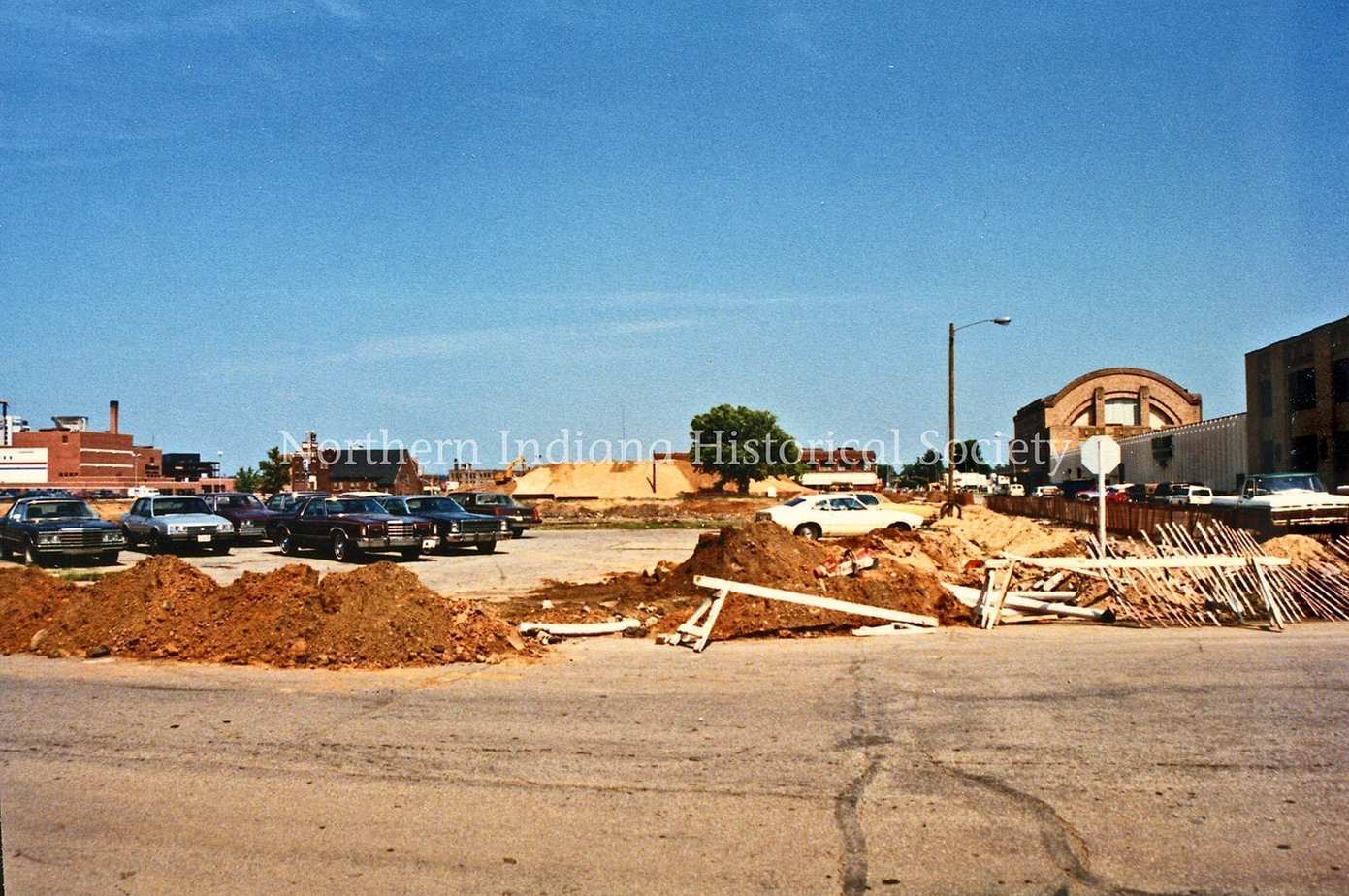 Construction site at The History Museum, Northern Indiana Historical Society, showcasing urban development and historical preservation efforts.
