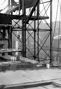 Northern Indiana Historical Society building rooftop historic photo, early 20th-century industrial scene.
