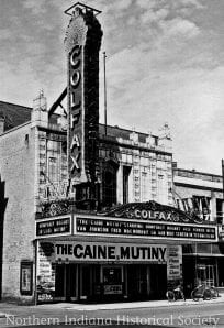 Vintage cinema theater marquee promoting "The Cain Mutiny" in black and white, showcasing historic movie theater architecture.