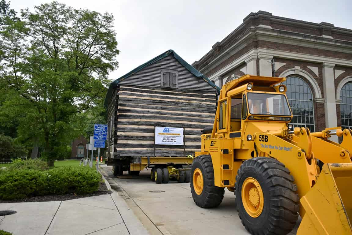 Historic log cabin moving to The History Museum in Springfield, Missouri.