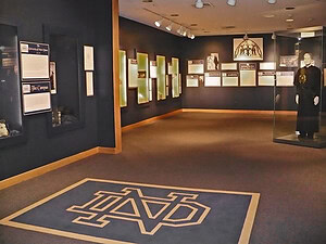 Historical exhibit display at The History Museum showcasing artifacts and information on regional history.