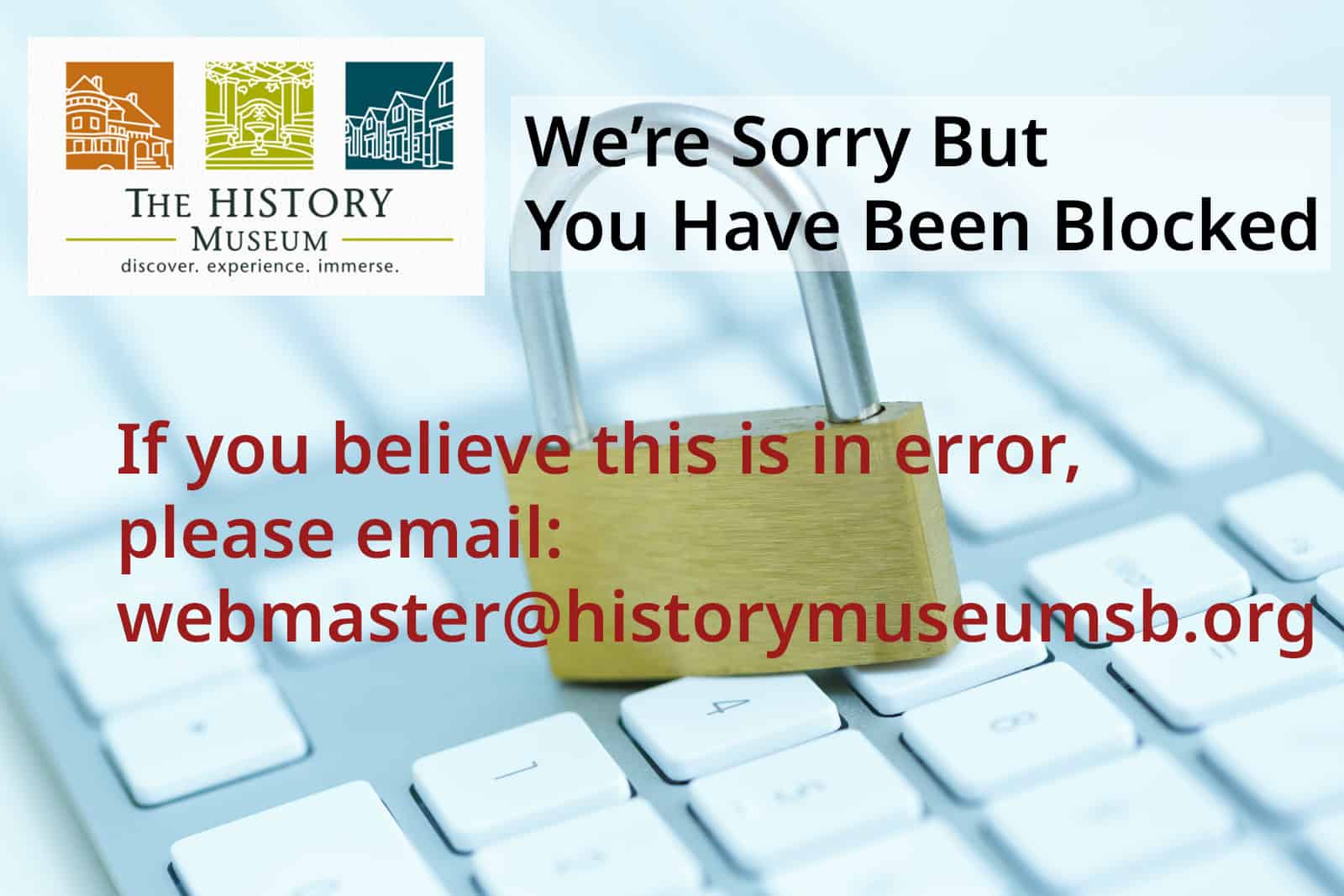 Locked padlock on keyboard representing museum website security and access issues.