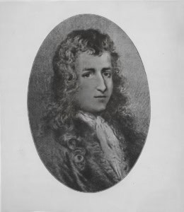 Rococo-style portrait of a young man with long, curly hair, dressed in historical 17th-century attire, displayed in The History Museum.