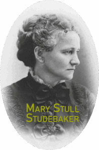 Mary Stull Studebaker historic portrait at The History Museum, showcasing 19th-century women's fashion and historical attire.